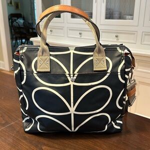 Orla Kiely Black Stem Canvas Messenger Large Crossbody Bag